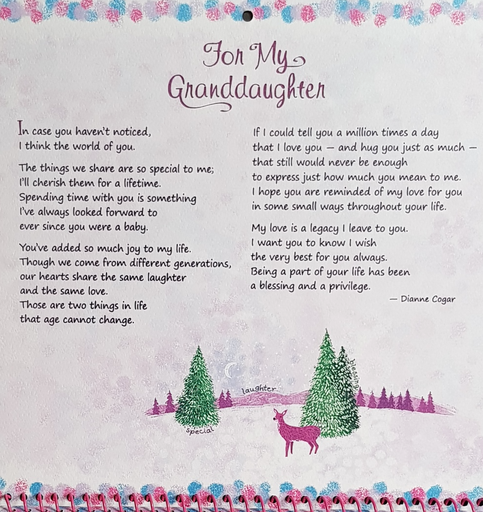 Calendar 2021 - To My Beautiful Granddaughter (Blue Mountain)