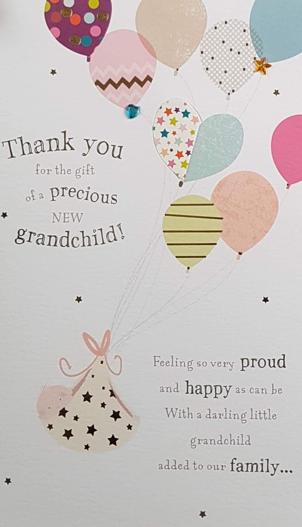 New Baby Card - Grandchild / Thank You For The Gift Of A Precious Grandchild