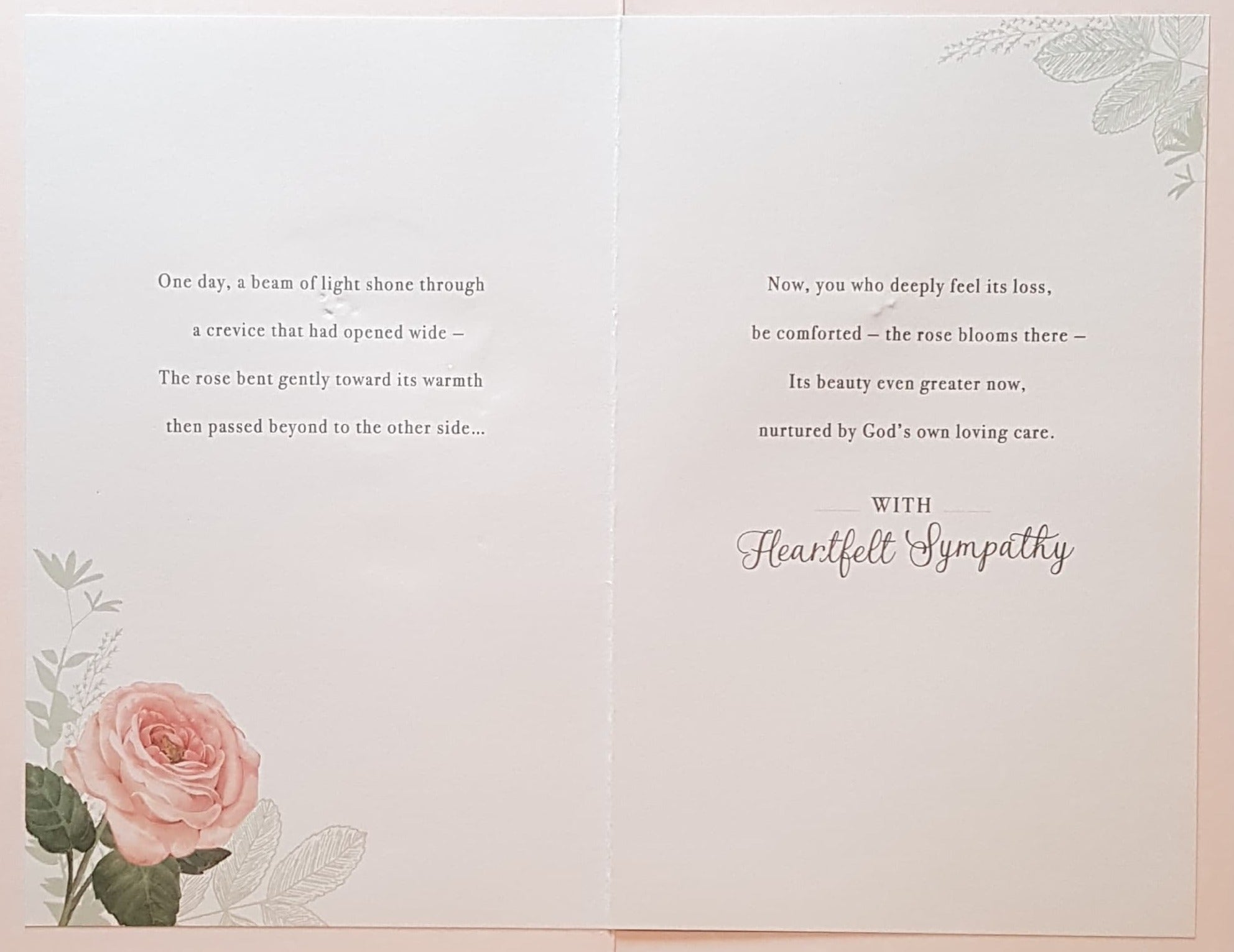 Sympathy Card - The Rose Beyond The Wall & A Pink Front