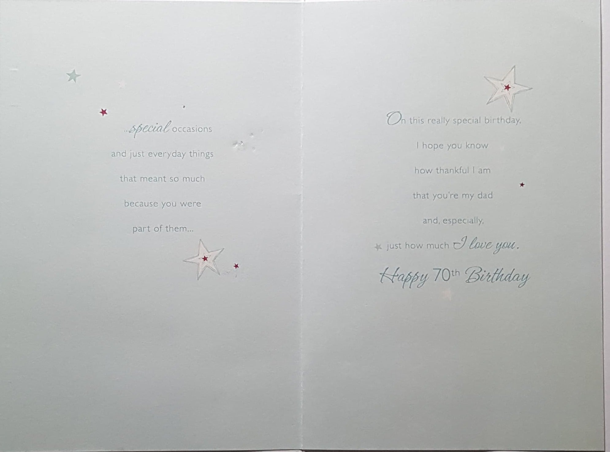 Age 70 Birthday Card - Dad / A Blue Star With Gold & White Motive