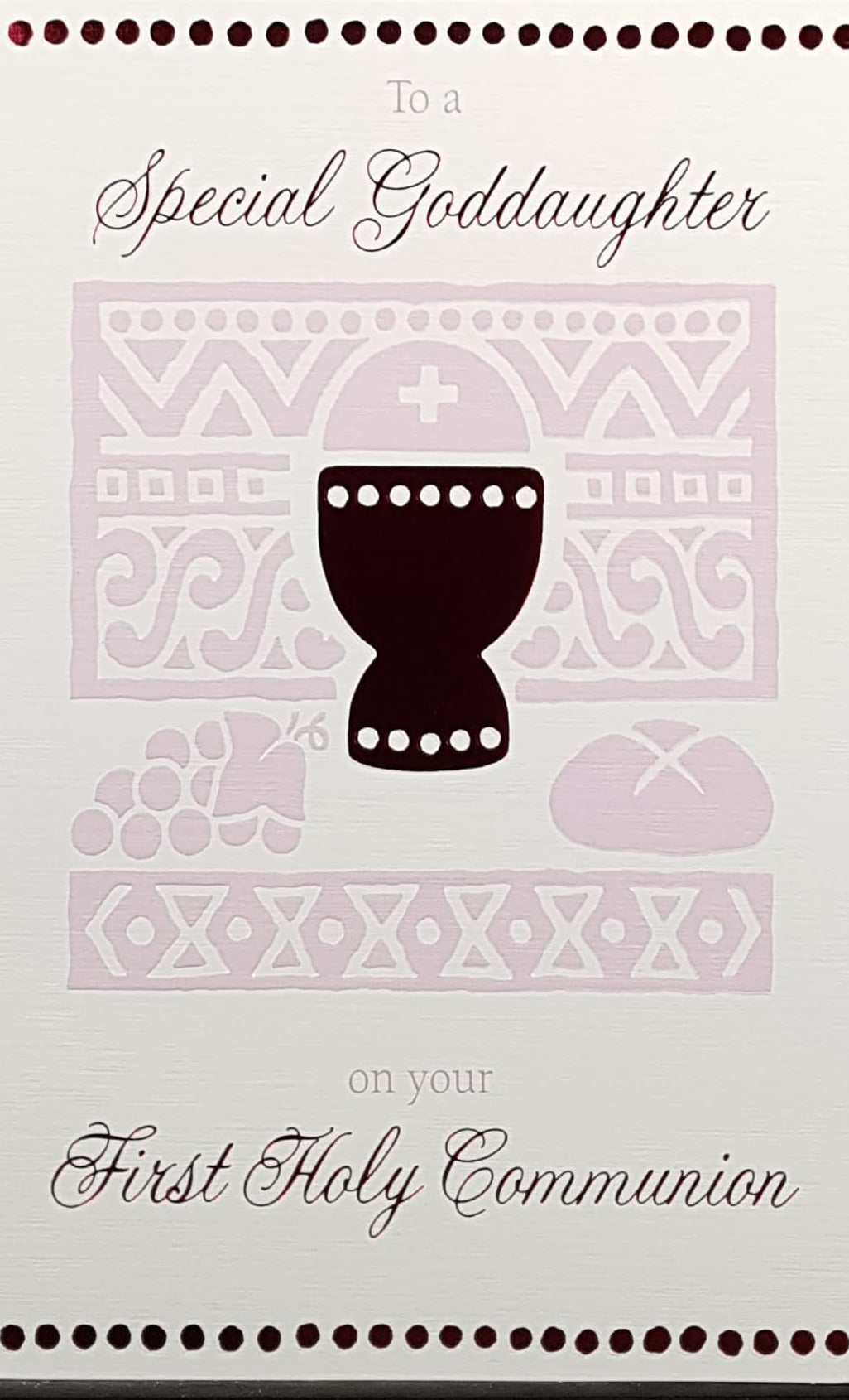 Communion Card - Goddaughter / A Pink Patterned Square