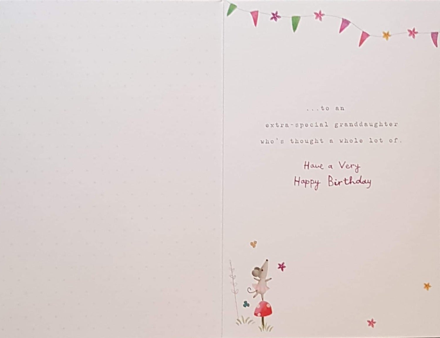 Birthday Card - Granddaughter / 'A Little Birthday Wish' & A Red Cone Mushroom