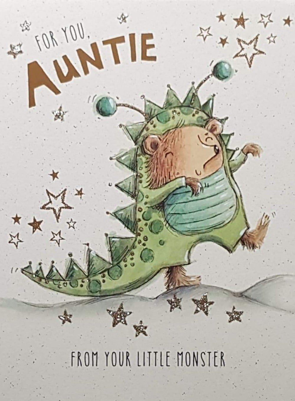 Birthday Card - Auntie / Dinousaur Costumed Monster