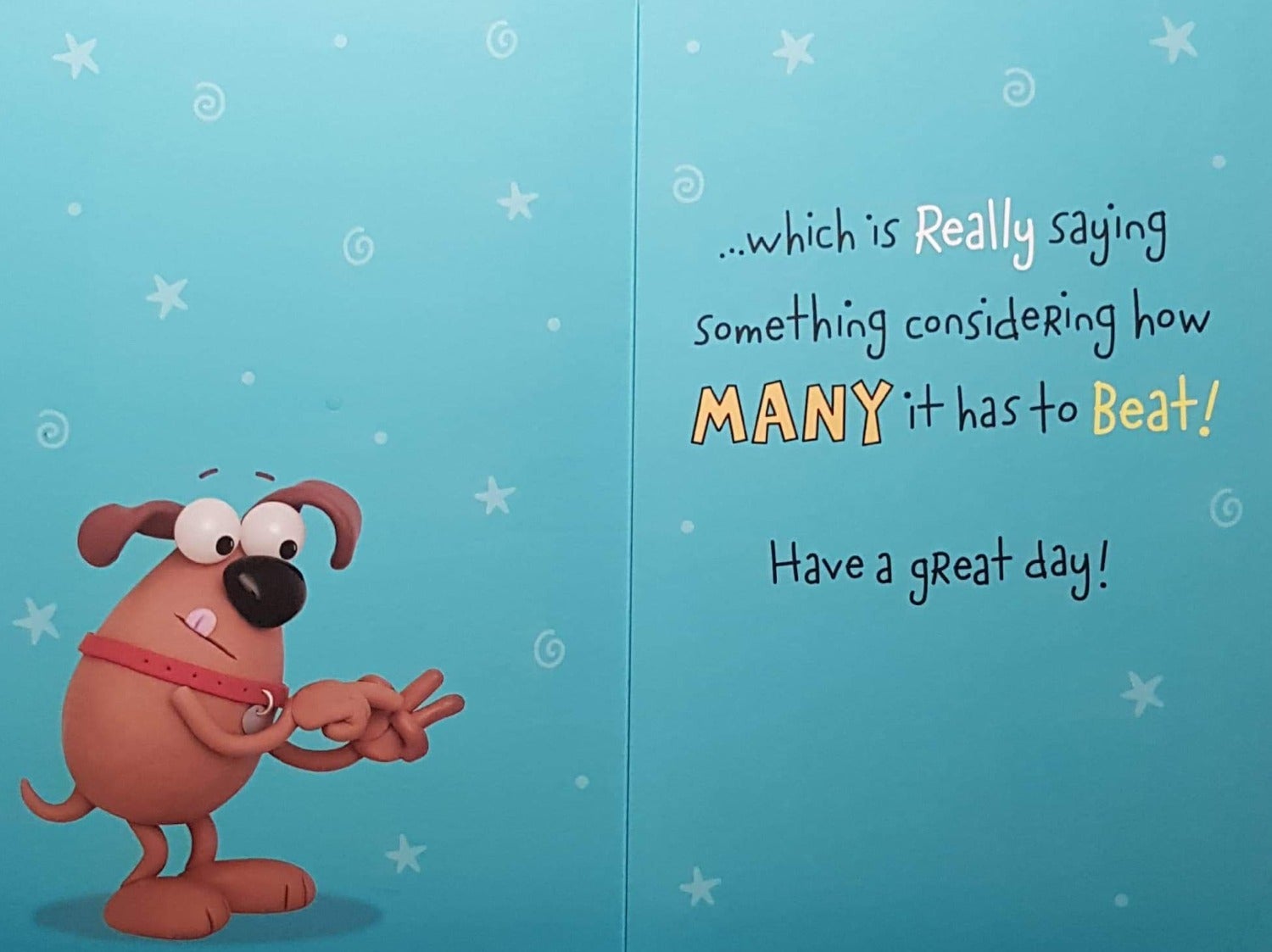 Birthday Card - Grandad / Dog Hands Up