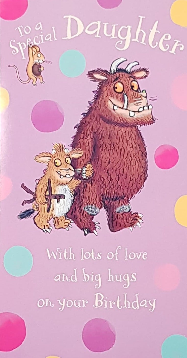 Birthday Card - Daughter / A Friendly Fuzzy Monster & Child