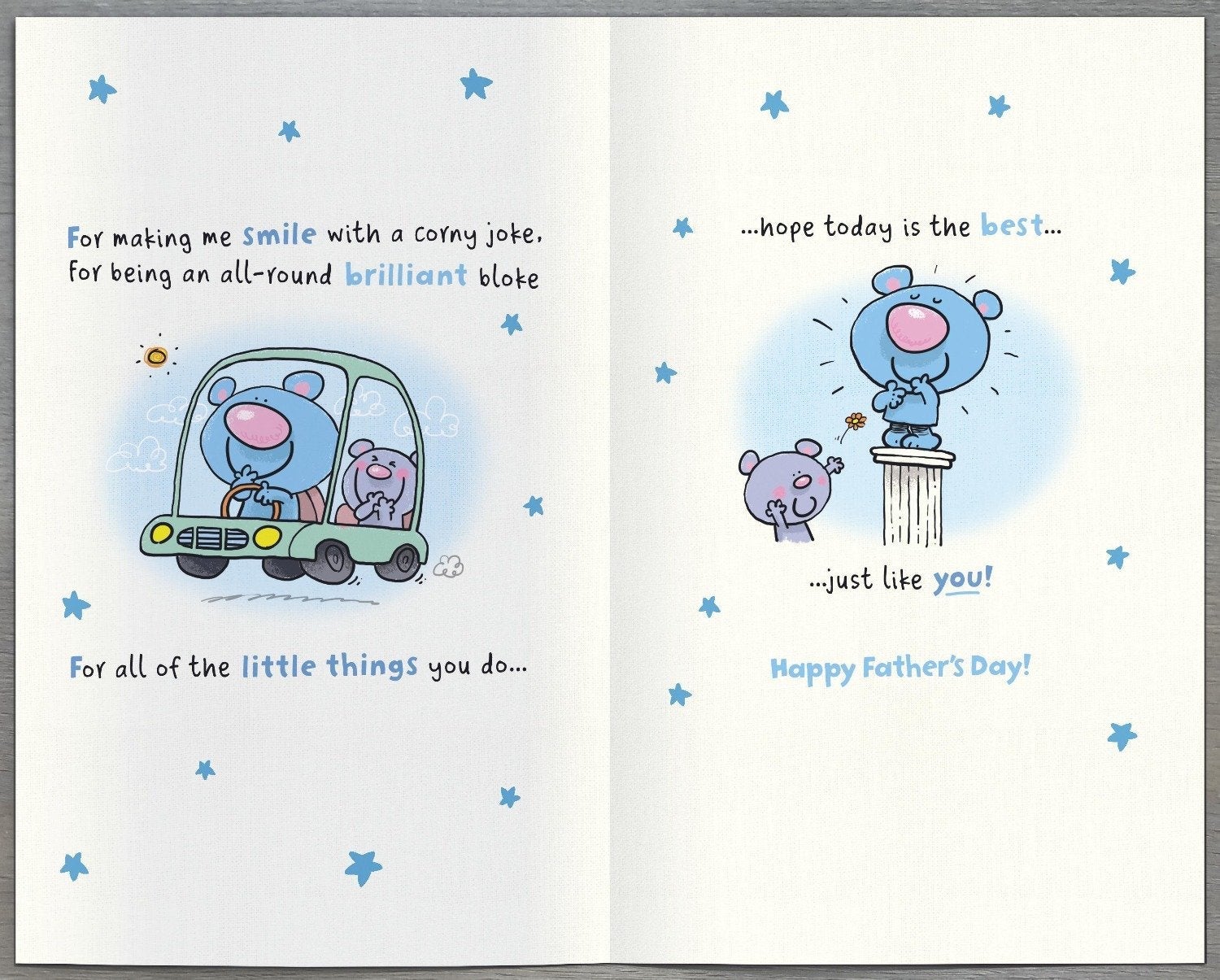 Fathers Day Card - Dad From Daughter / A Father's Day Poem & Blue Stars