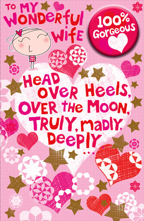 Wife Valentines Day Card - Heels Over Deeply Madly (With Badge)