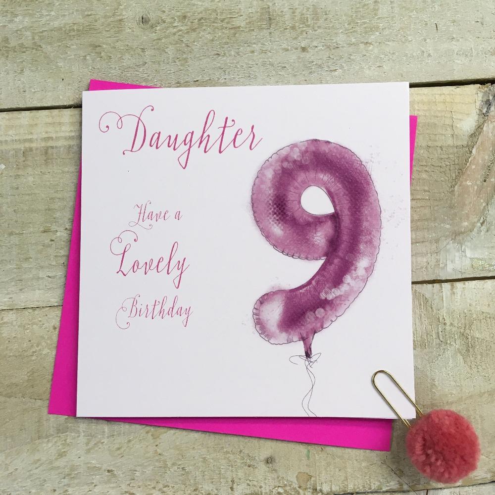 Birthday Card - Age 9 / Daughter / Pink '9' Balloon