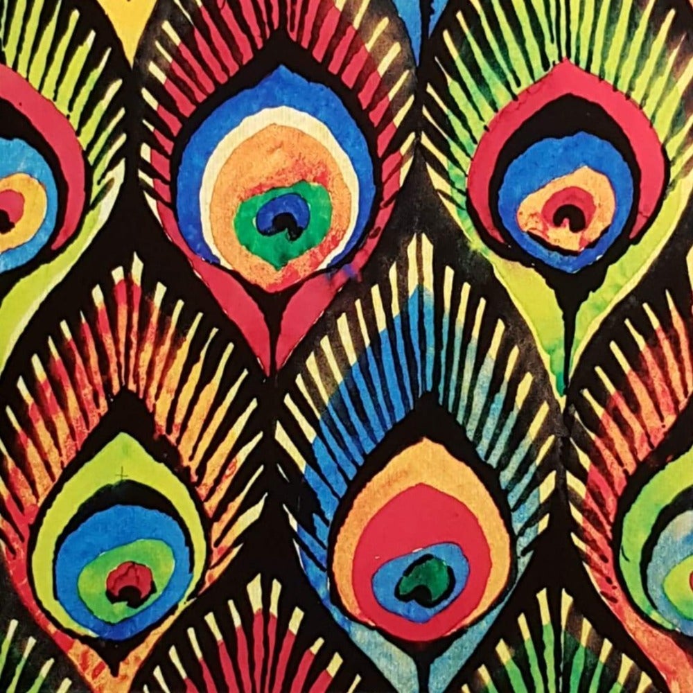 Blank Card - Colourful Peacock Feathers Artwork