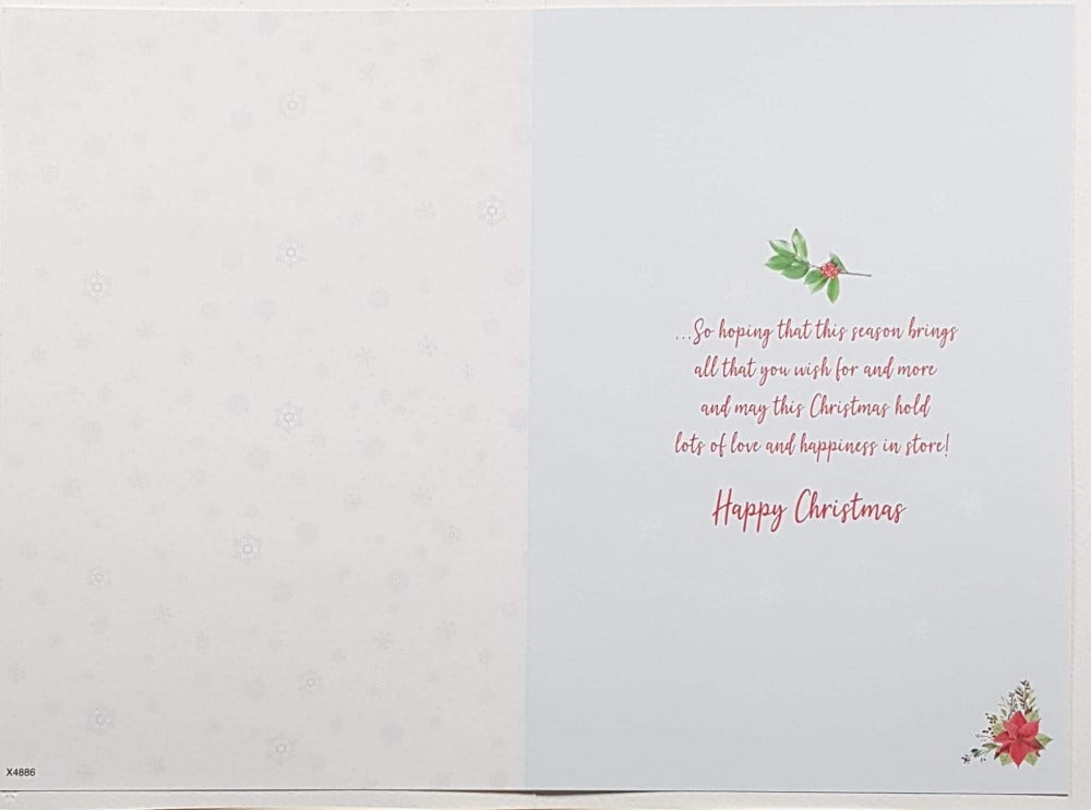 Mum Christmas Card - Gold Snowflakes & Floral Motives