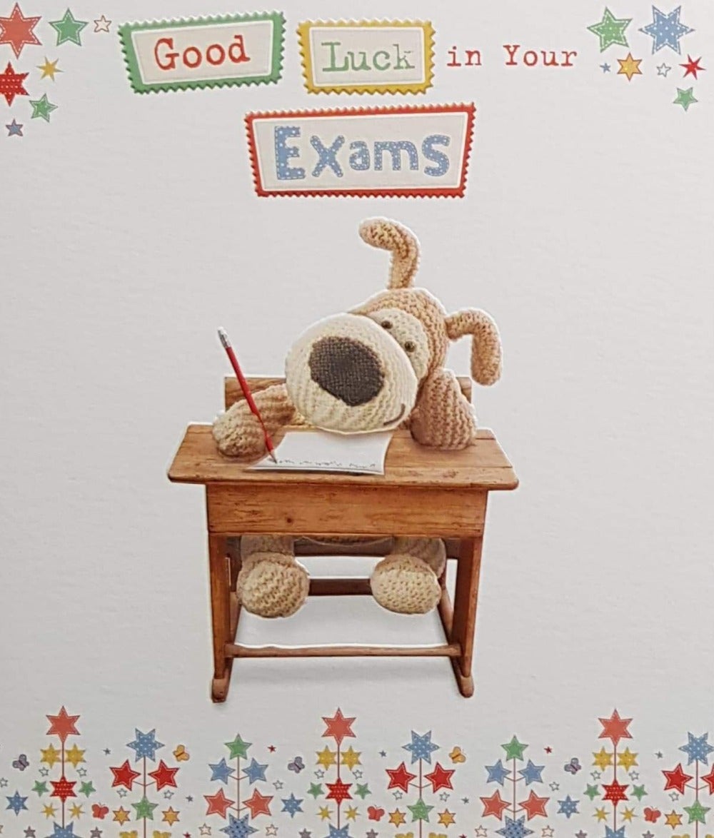 Good Luck Card - Exam / Smart Dog Writing His Exam