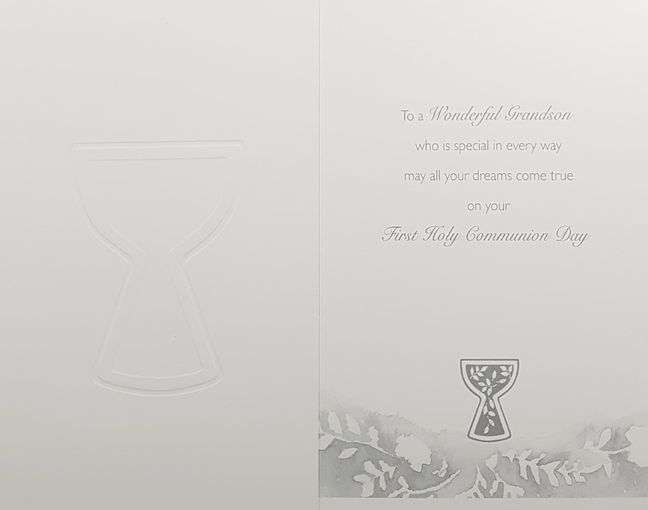 Communion Card - Grandson / A Blue & White Floral Design