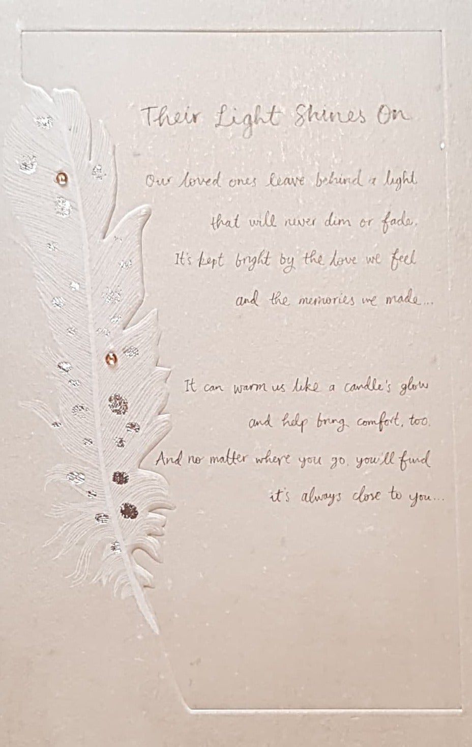 Sympathy Card - Their Light Shines On...& An Elegant White Feather