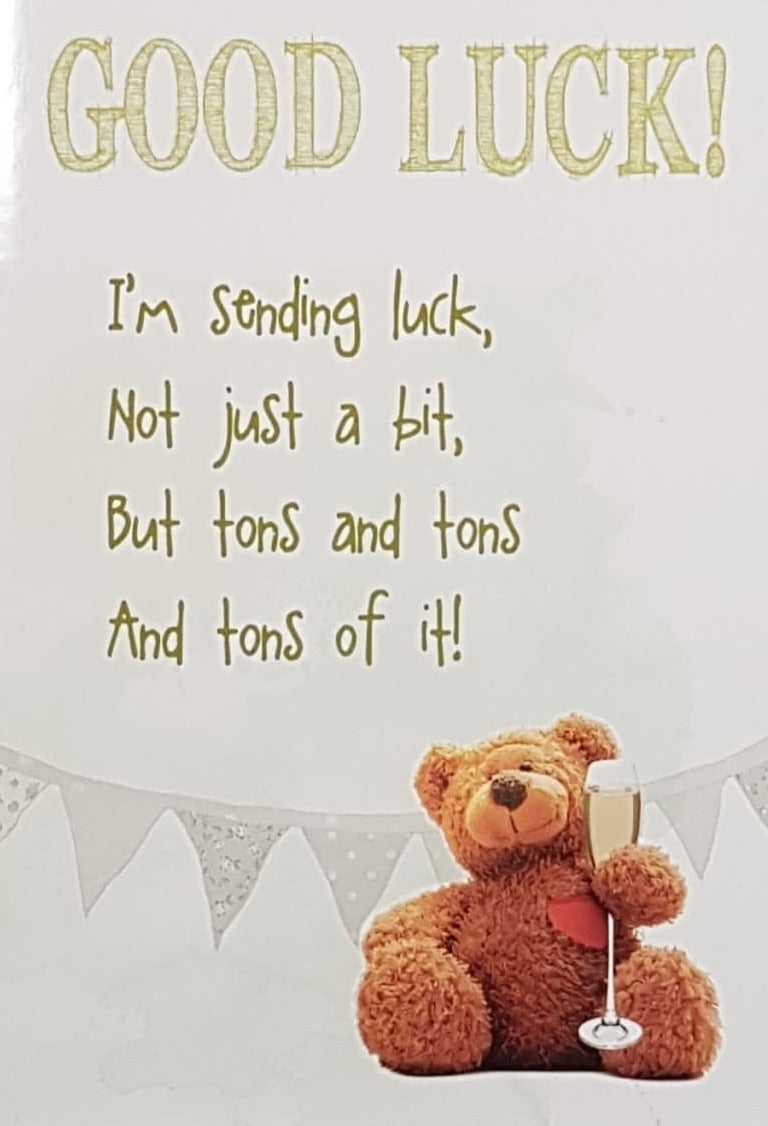 Good Luck - Teddy Holding A Champagne Glass
