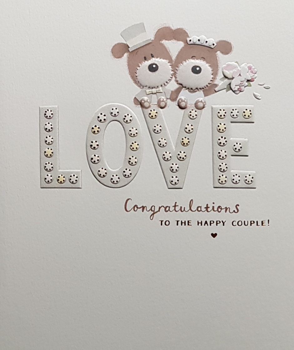Wedding Card - Cute Bride & Groom Cartoon Dogs