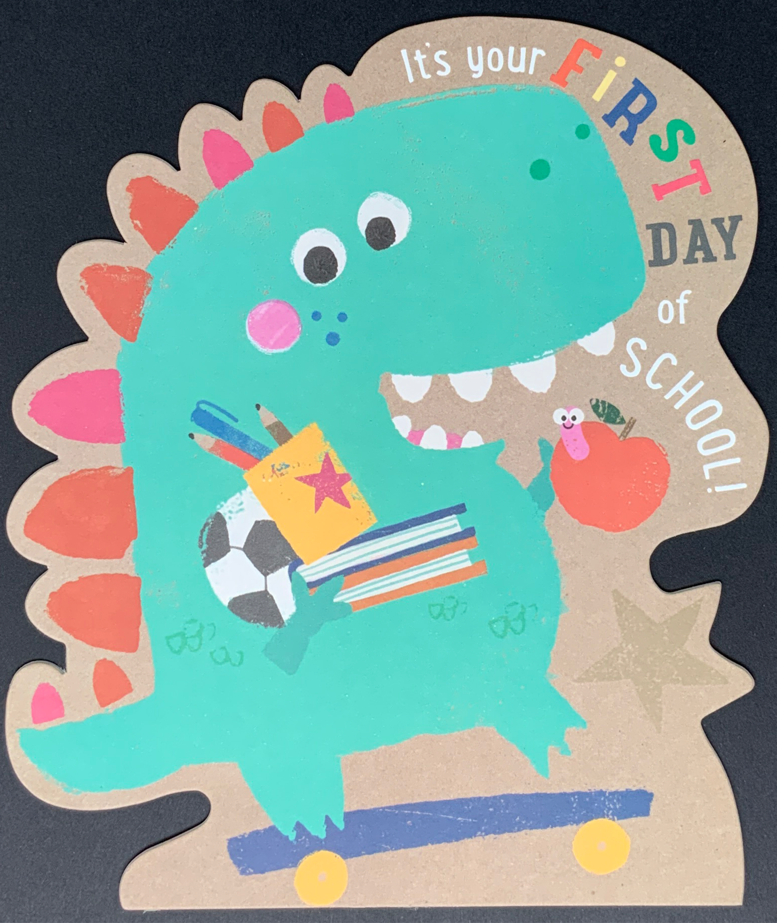 First Day Of School Card - Dinosaur On A Skateboard