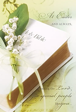 Easter Card - White Flowers On White Bible