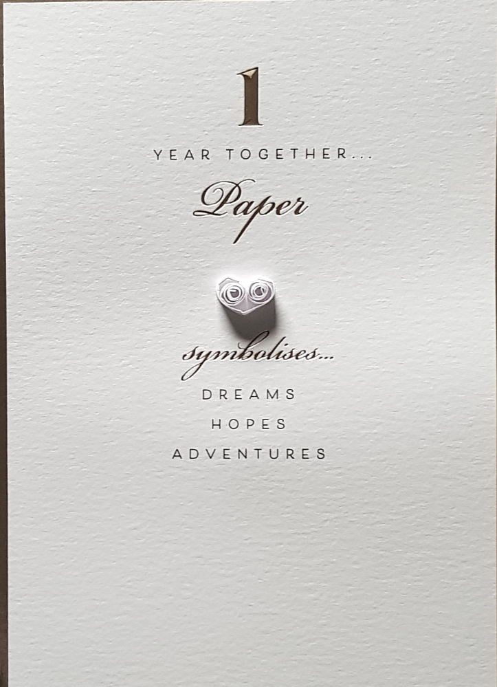 Anniversary Card - Paper Anniversary / A Small White Swirly Heart