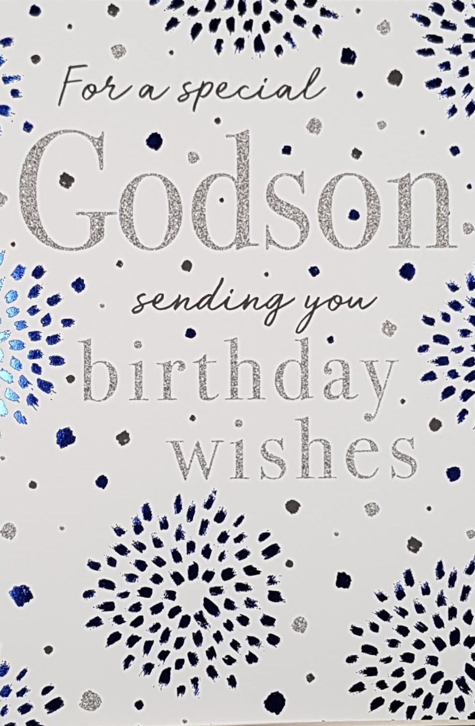 Birthday Card - Godson / An Art Flowers Motive & A Silver Sparkle