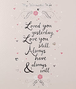 Birthday Card - Wife / Pink & White Hearts