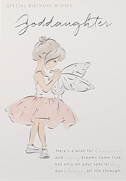 Birthday Card - Goddaughter / A Pretty Girl In A Pink Skirt