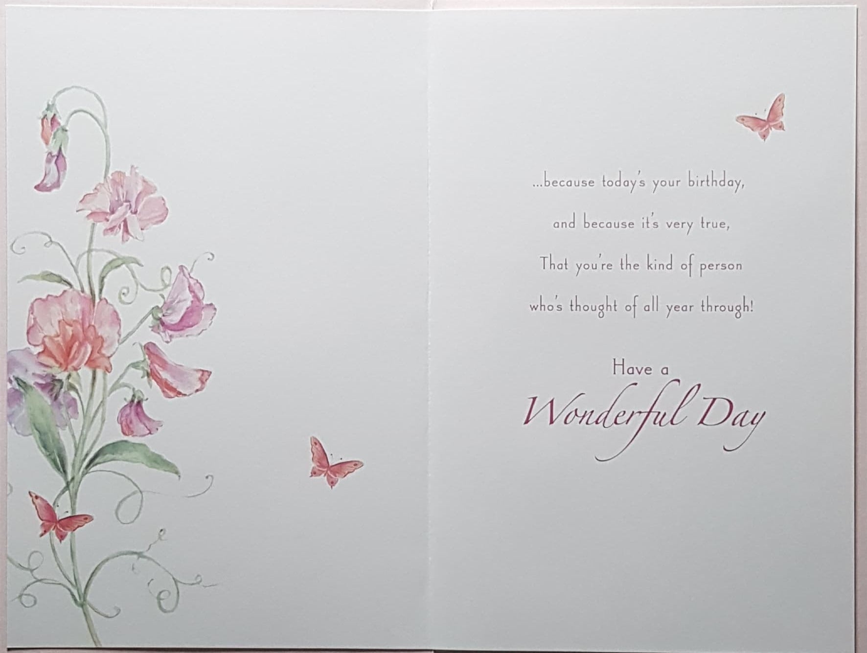 Age 75 Birthday Card - Lovely Pink Flowers & Two Butterflies