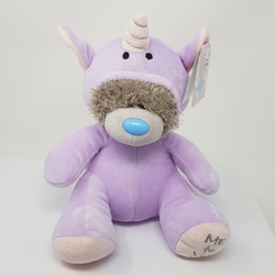 General Gift - Soft Toy / Purple Teddy Wearing Unicorn Hoodie