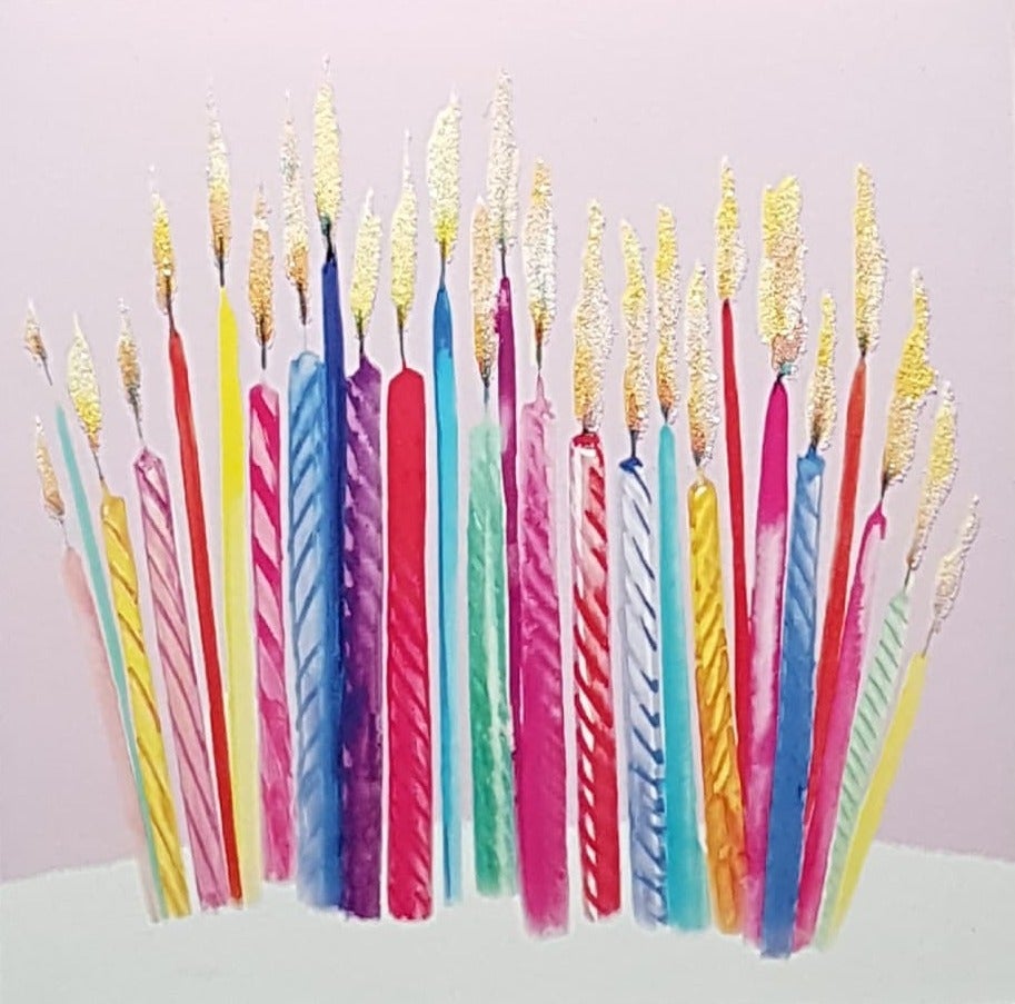 Blank Card - Birthday Candles On A Pink Front