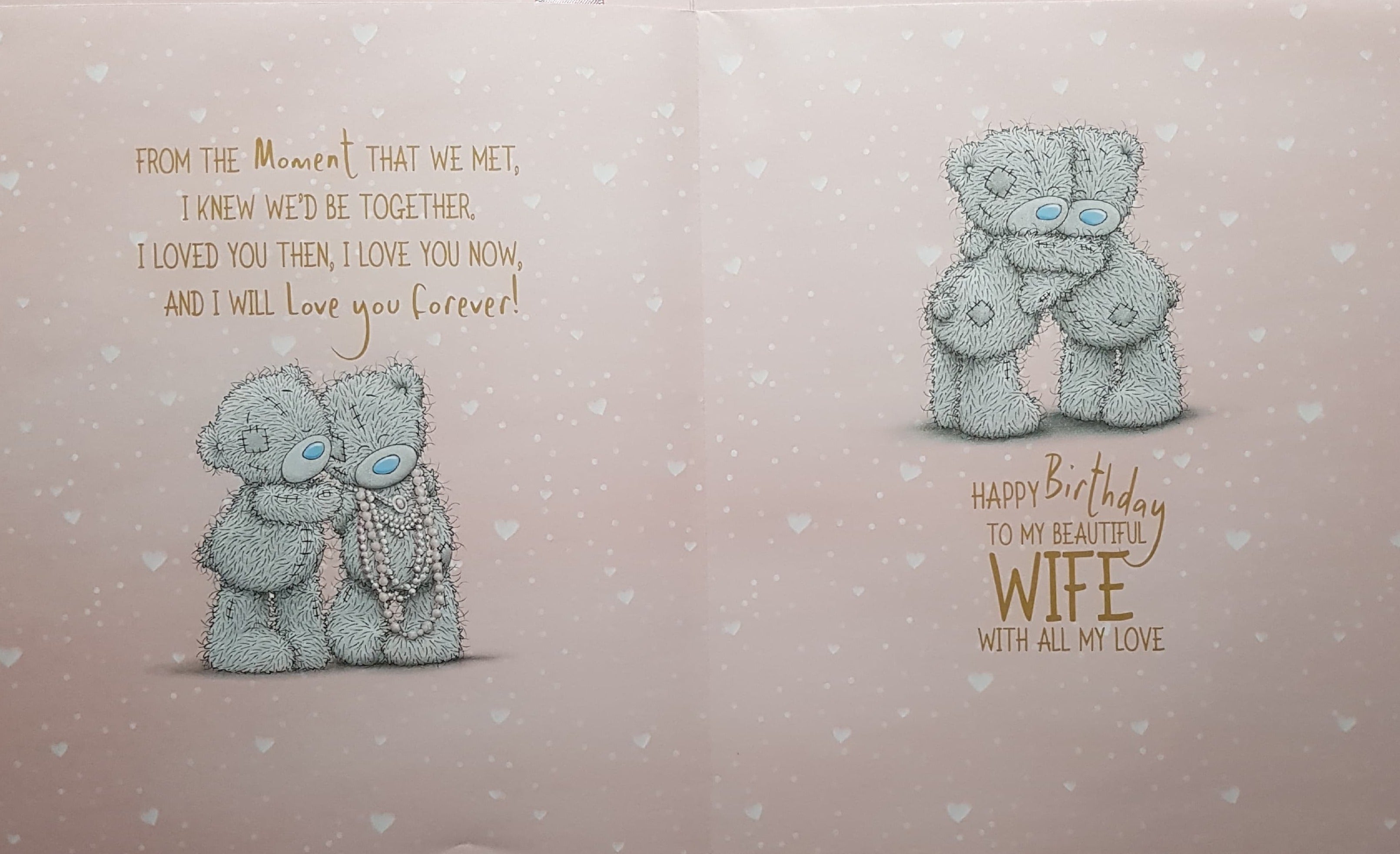 Birthday Card - Wife / Pink Sparkle & A Beautiful Ribbon