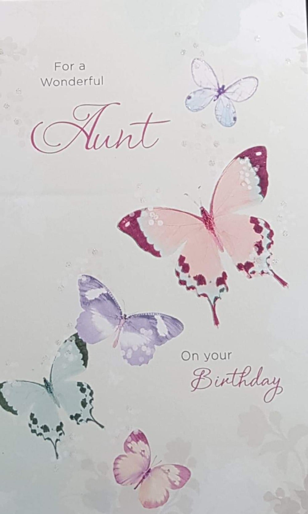 Birthday Card - Aunt / Butterflies Painted Pastel Color
