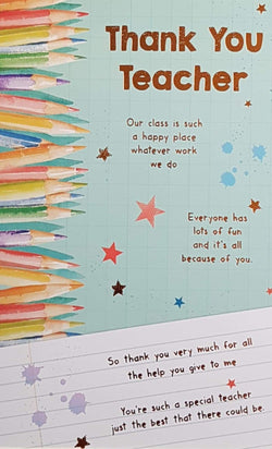 Thank You Card - Teacher / Stars & Crayons