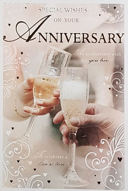 Anniversary Card - On Your Anniversary / A Married Couple Holding Champagne