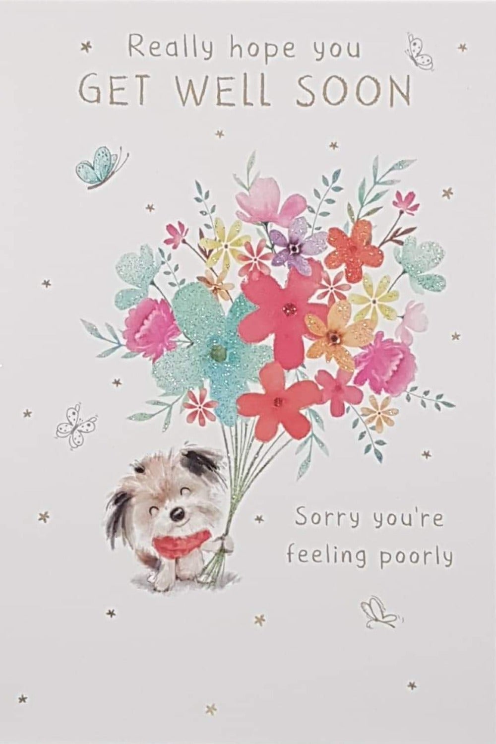 Get Well Card - 'Sorry You're Feeling Poorly' & A Sweet Puppy