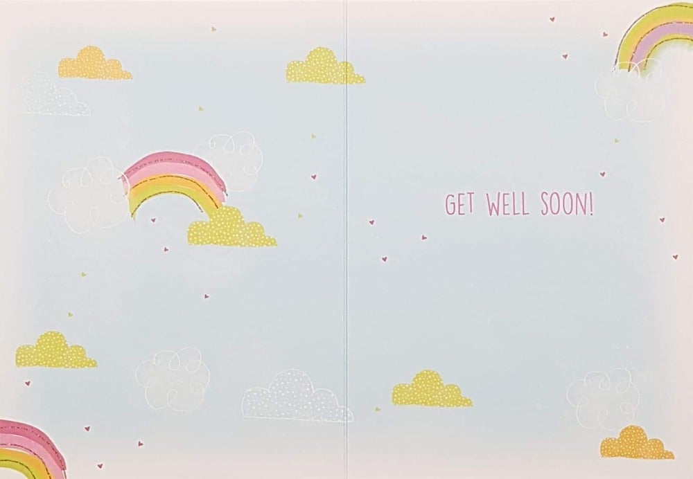 Get Well Card - Rainbows, Yellow & White Clauds
