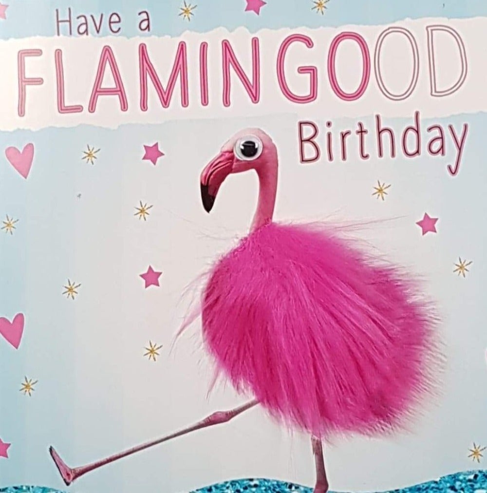 Birthday Card - Humour / Flaming With Fluffy Pink Tommy