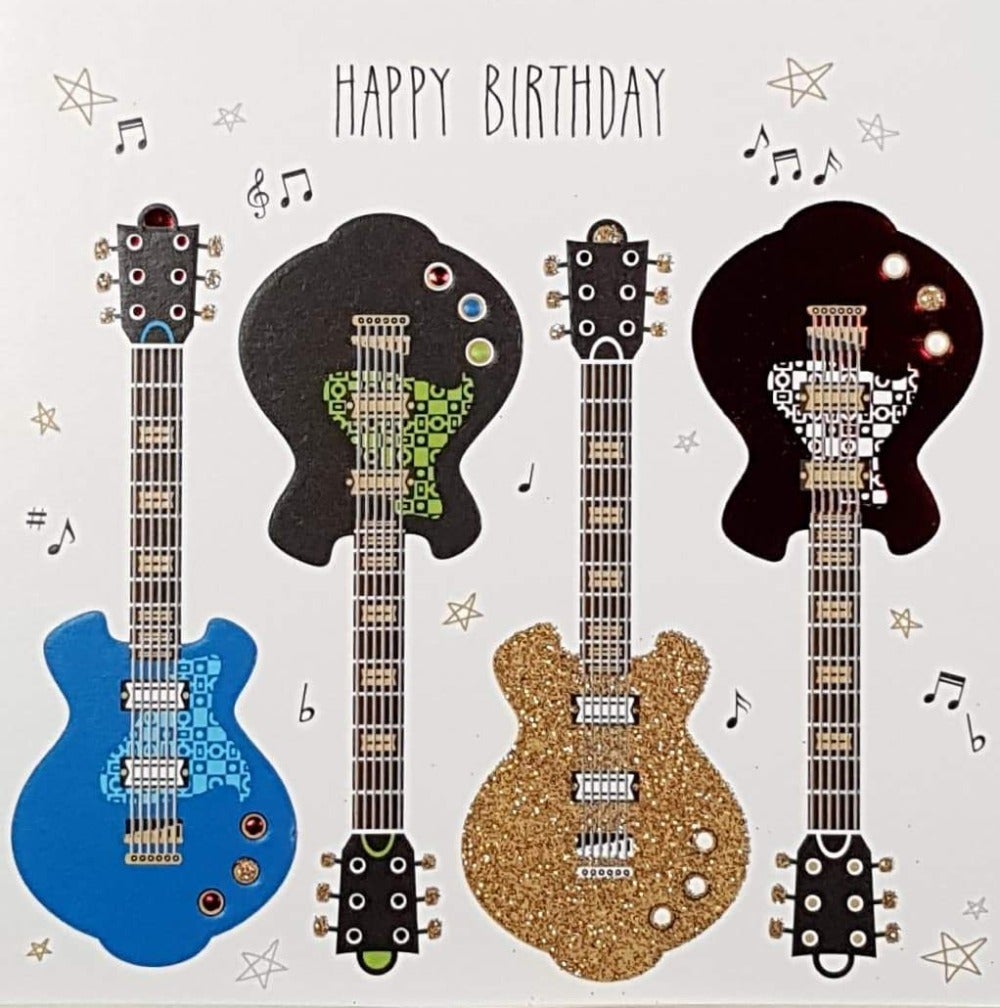 Birthday Card - General / Four Fancy Electric Guitars
