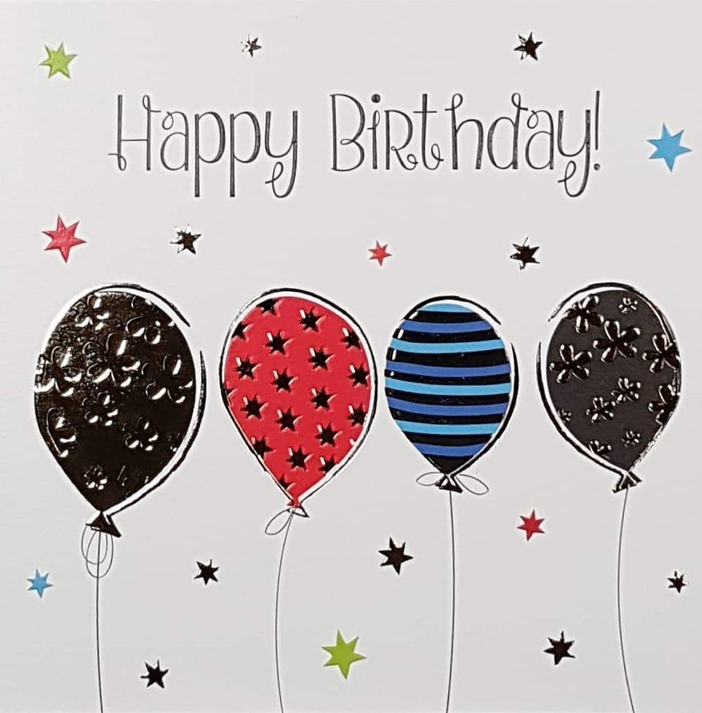 Birthday Card - General / Four Fancy Balloons