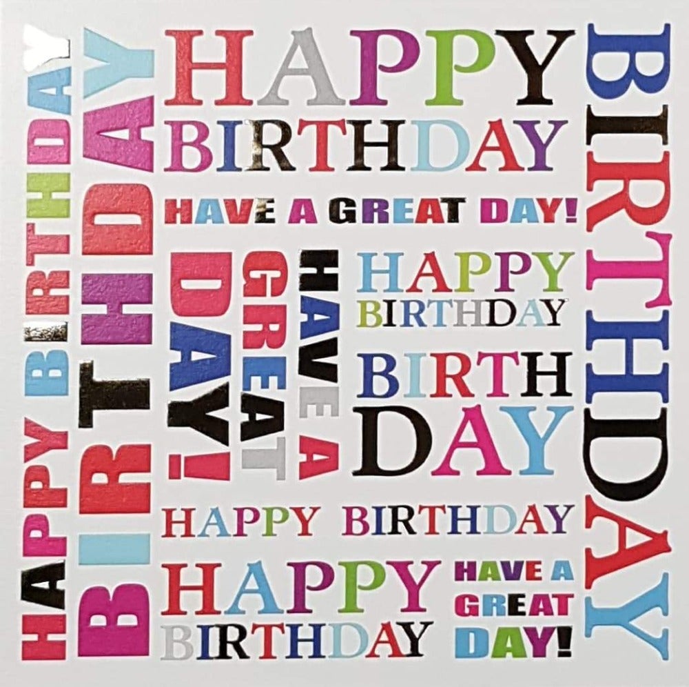 Birthday Card - General / 'Happy Birthday' Colourful Font