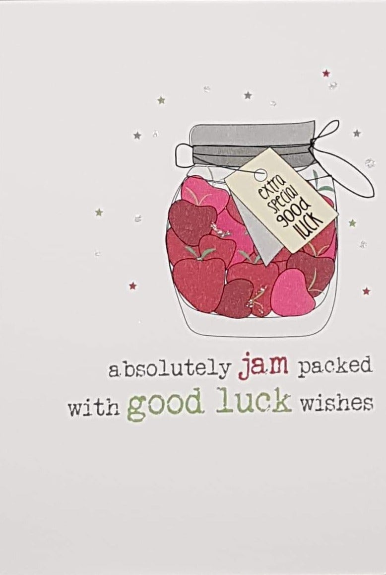 Good Luck Card - Jar Of Luck Fulfilled With Hearts