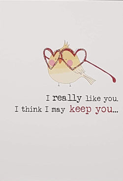 Friend Card - A Little Bird Wearing Over Sized Heart Shaped Glasses