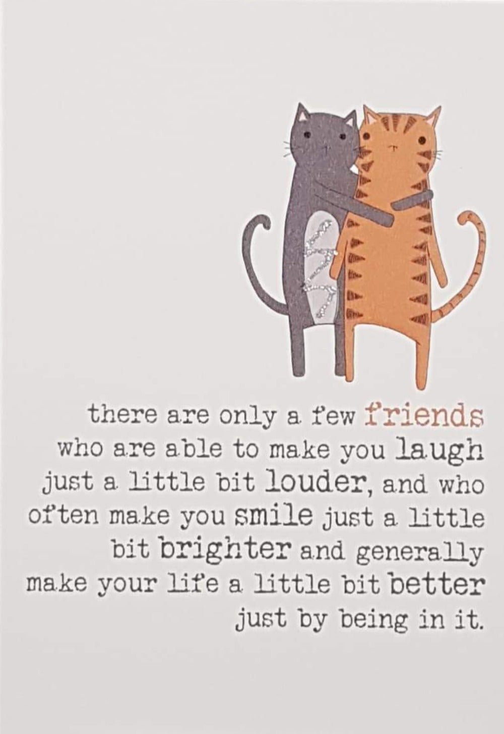 Friend Card -Two Cartoon Cats In Friendly Hug