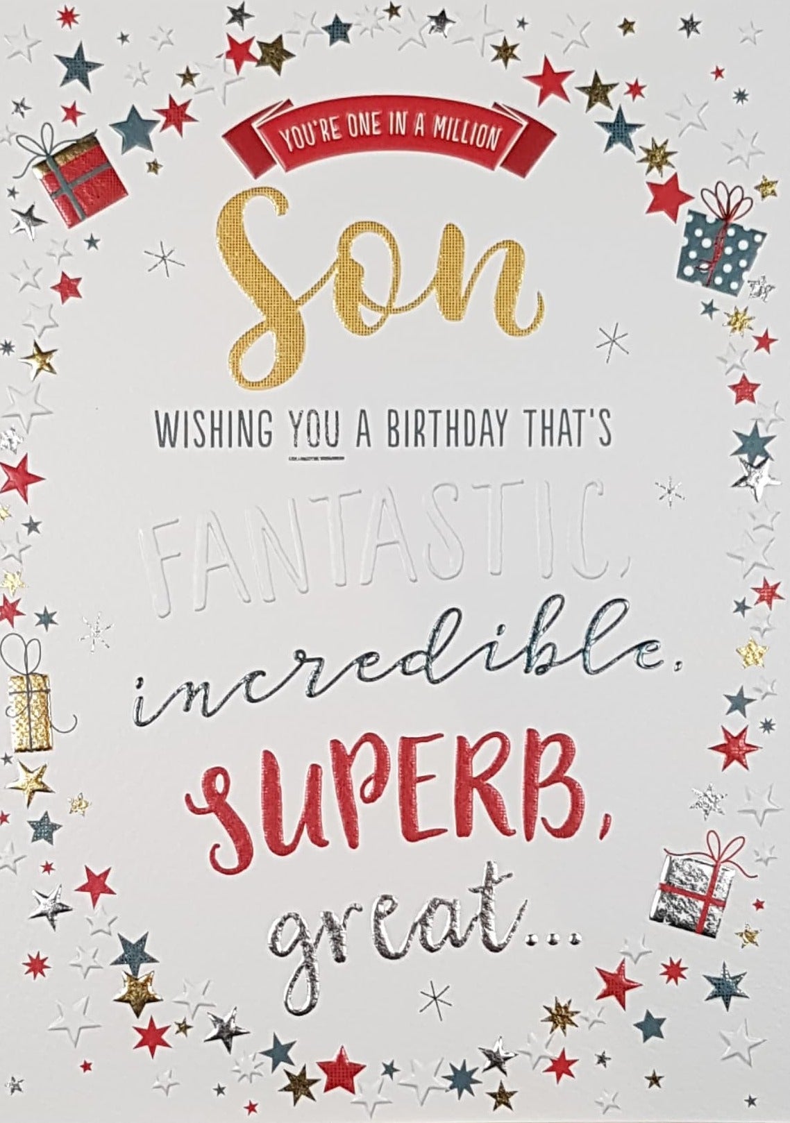 Birthday Card - Son / 'You're One In A Million' & A Star Wreath