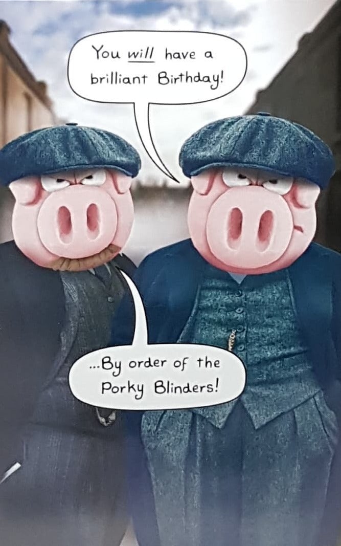 Birthday Card - Humour / Two Pink Pigs In Smart Suits