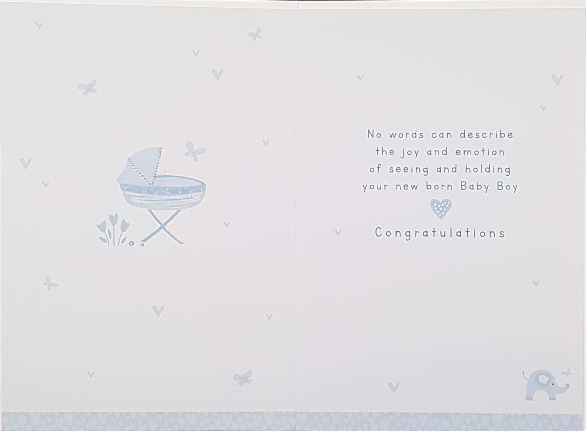 New Baby Card - Boy / Blue Cradle Under The Tree