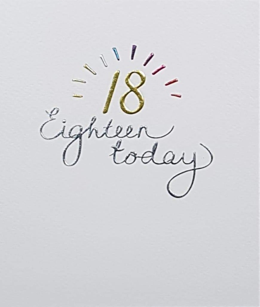 Age 18 Birthday Card - Gold '18' Number