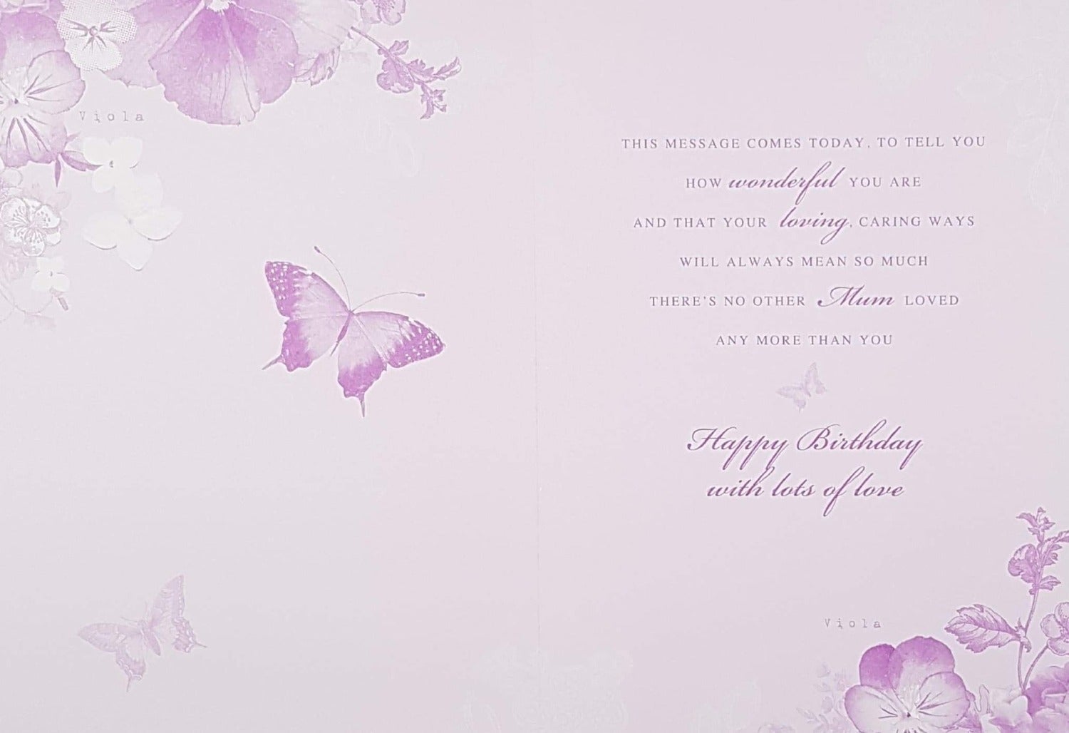 Birthday Card - Mum/ Blue Flowers & 'Sent With Love'