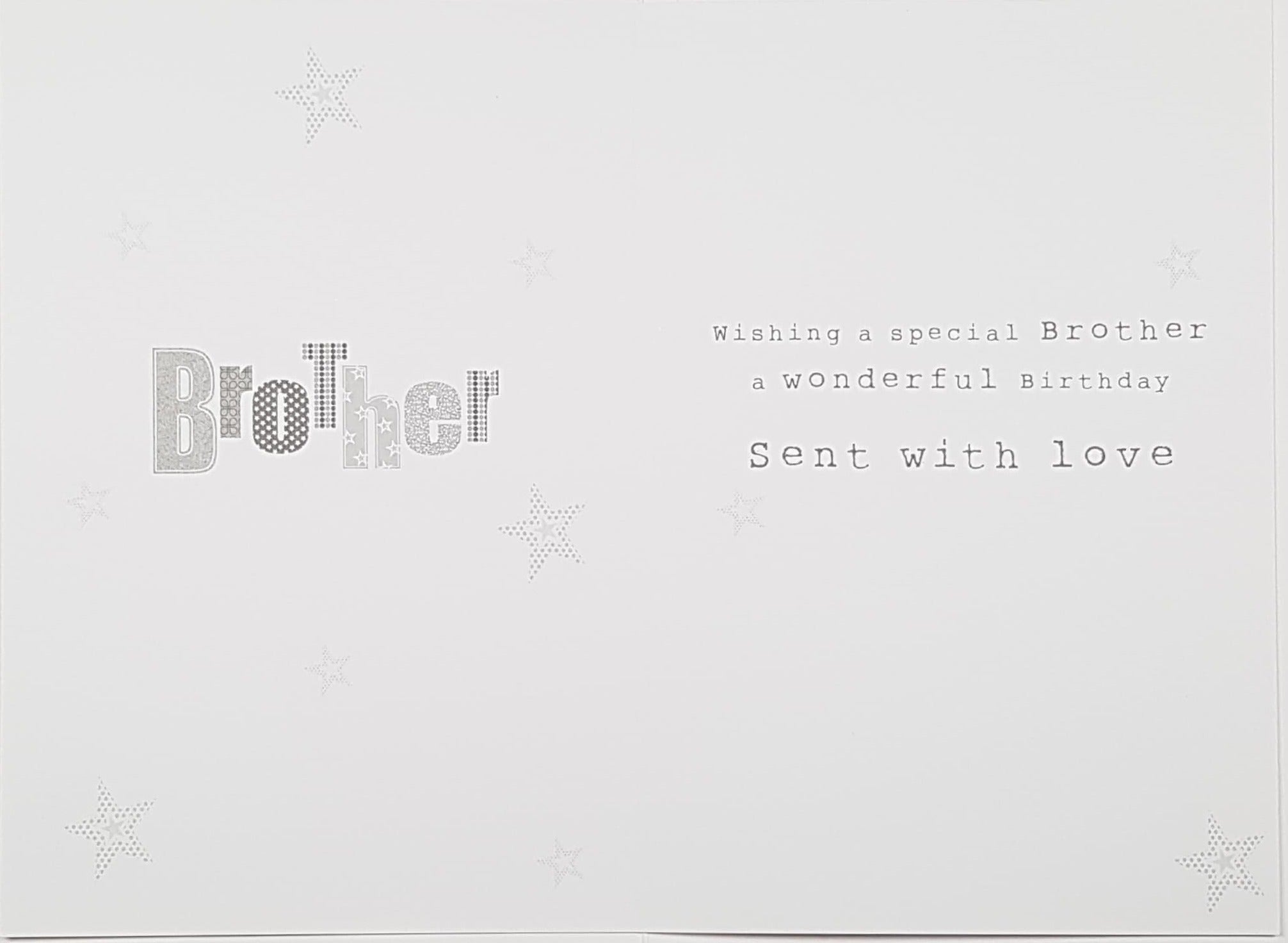 Birthday Card - Brother / A Shiny Gold Motive & Silver Stars