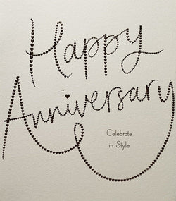 Anniversary Card - Gold Heart Font & 'Celebrate In Style'