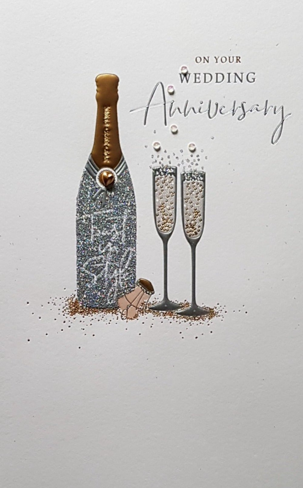 Anniversary Card - Sparkling Champagne & Frost Style