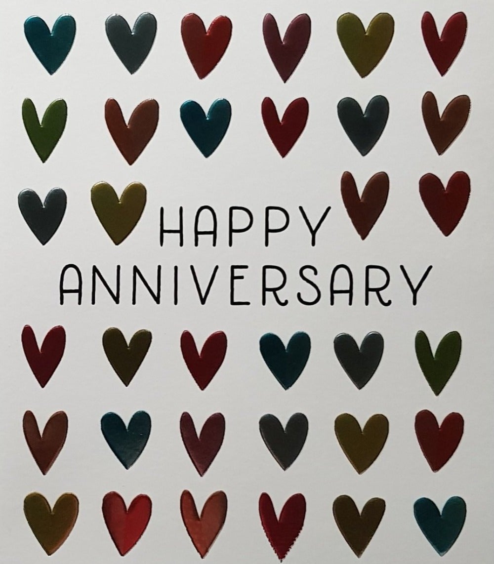 Anniversary Card - Colorful Hearts In A Row
